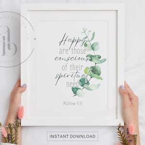 Yeartext 2026 Printable Poster, JW Gift, Scripture Wall Art, Matthew 5:3, Happy those conscious of their spiritual need, Bible Verse Print
