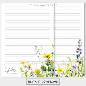 Papelería para escribir cartas imprimible de JW, tamaño A4 y carta de EE. UU., descarga digital de JW, membretes del ministerio, papel para escribir cartas con flores, papel para diario