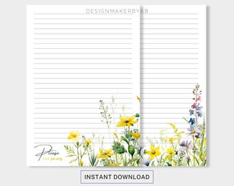 JW Printable Letter Writing Stationery, A4&US Letter, JW Digital Download, Ministry Letterheads, Flowers Letter Writing Paper, Journal Paper