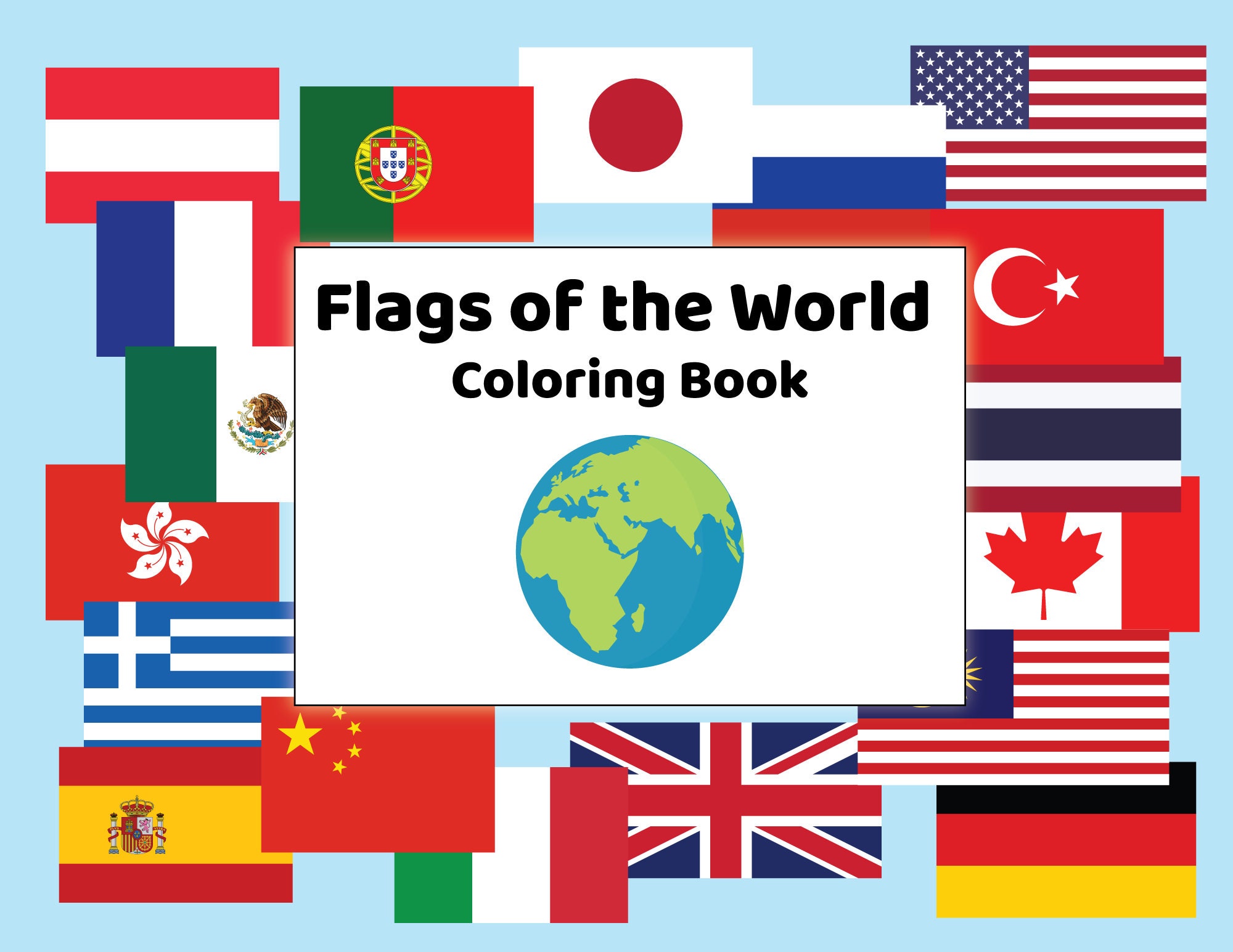 Flags of the World Coloring Book for Kids Toddlers and Adults | Etsy