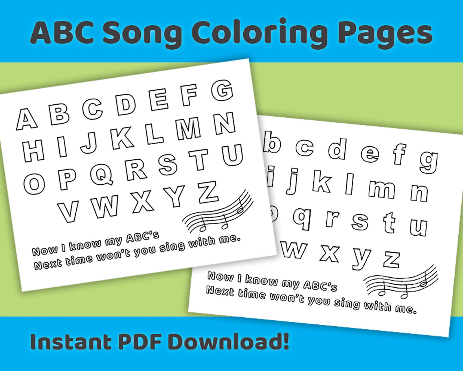 ABC Alphabet Song Coloring Pages for Kids Toddlers | Etsy