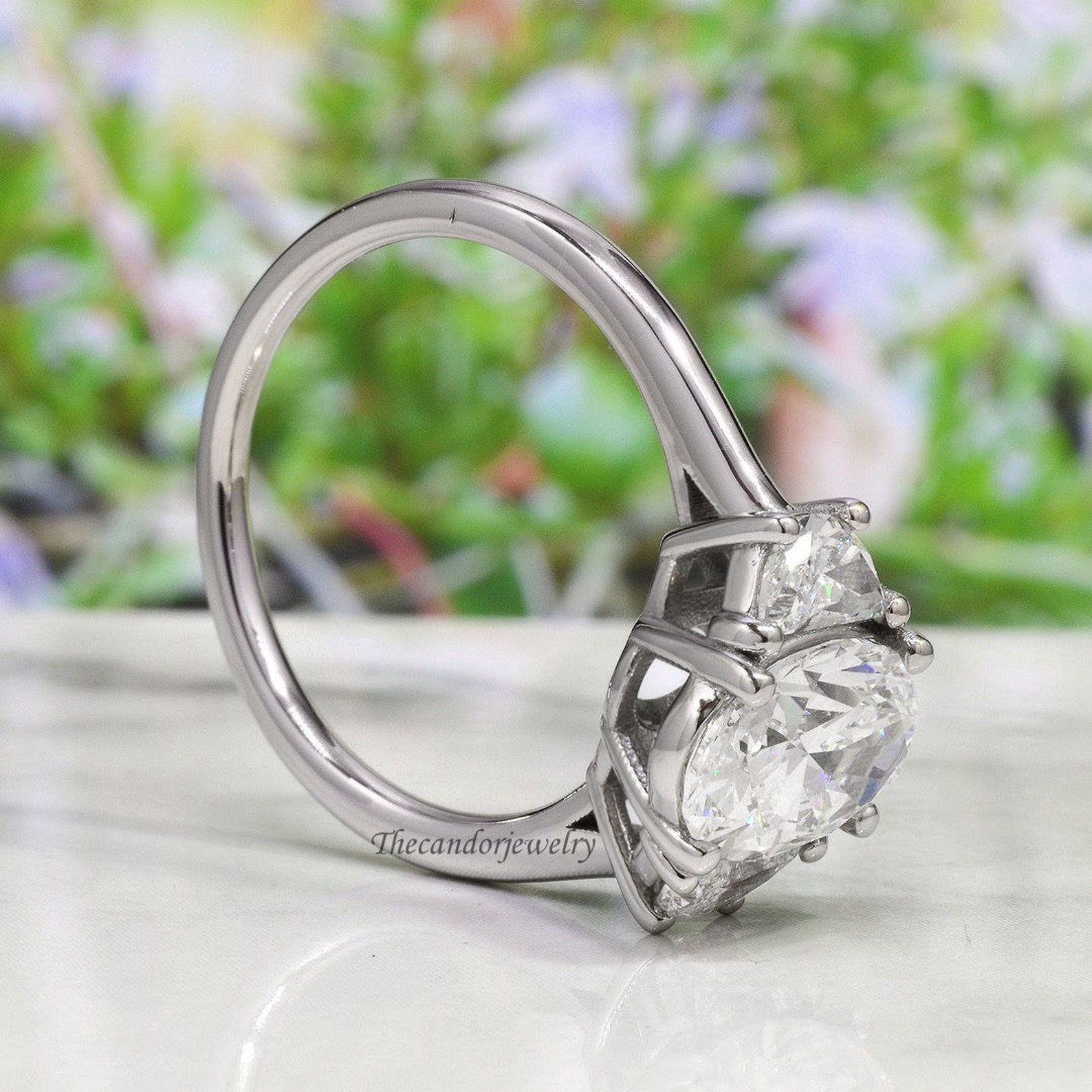 Oval Cut Moissanite Engagement Ring White Gold Three Stone Etsy