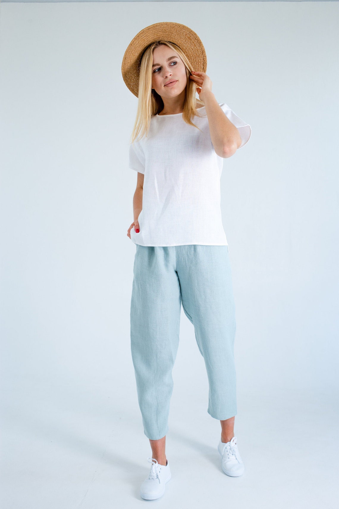 Linen tshirt women loose tshirt for women linen top Women Etsy