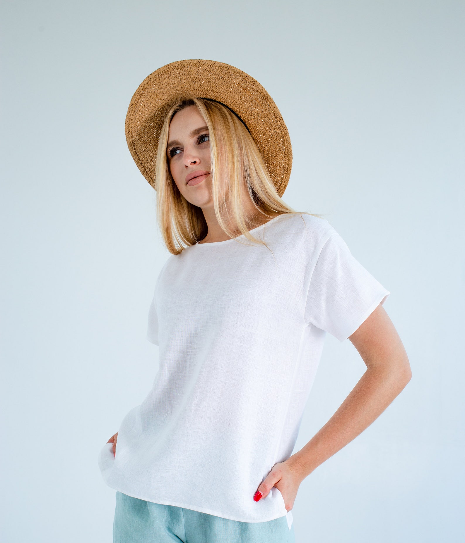 Linen tshirt women loose tshirt for women linen top Women Etsy