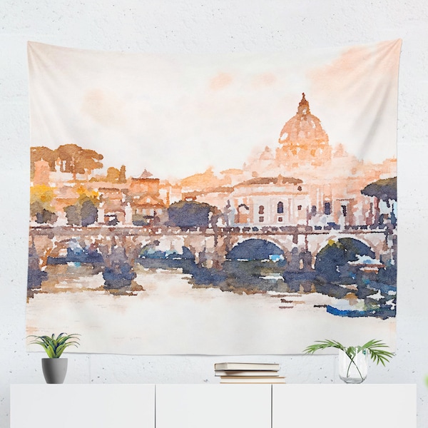Venice Italy Watercolor Tapestry- Italian Impressionist Painting, Italy Travel Wall Hangings, Italy Souvenir Gift, Wall Decor For Dorm