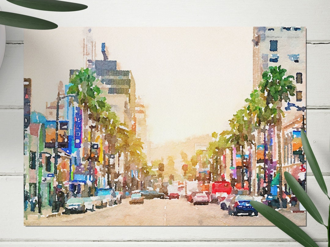 Los Angeles Watercolor Print, LA Impressionist Wall Art, California