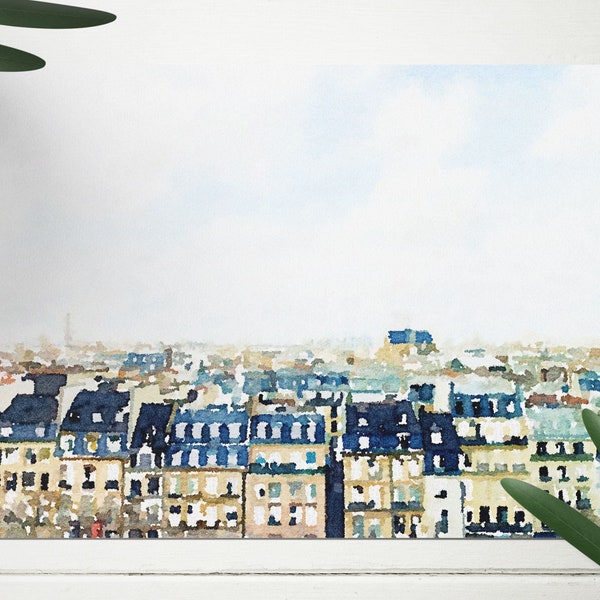 Paris City Watercolor Print, Paris Skyline Impressionist Painting, France Travel Wall Art, Paris Decor, Eiffel Tower Souvenir, Paris Gift