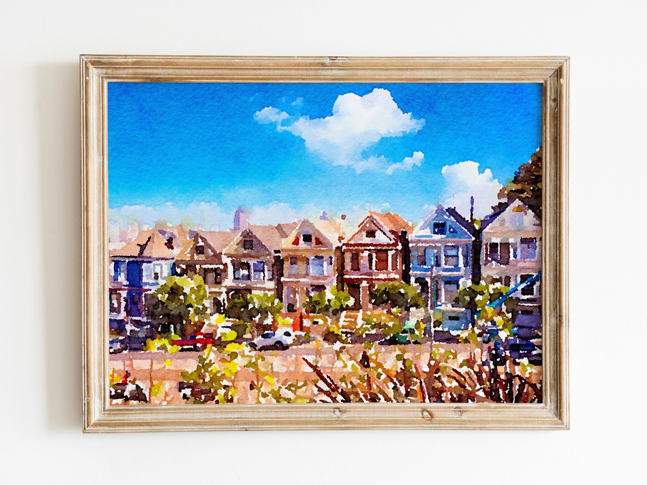 The Painted Ladies Watercolor Art Print Victorian & Edwardian Etsy