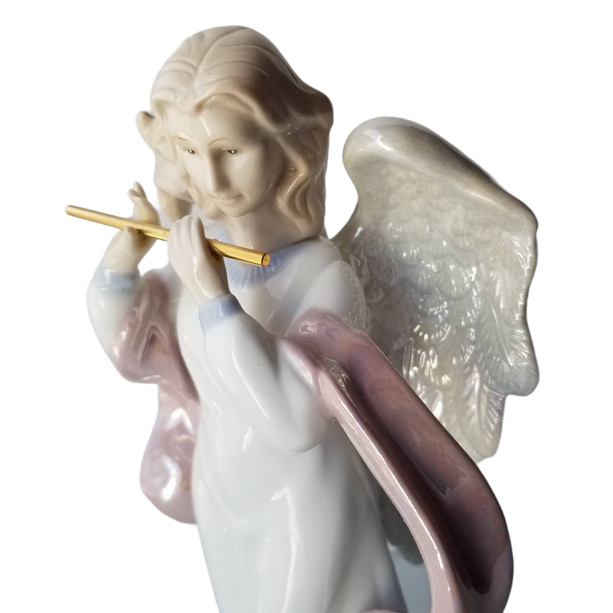 Vintage 9 Angel Figurine Playing Flute Etsy