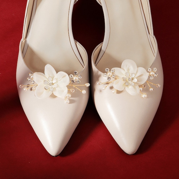 Cast Flowers with Crystals Shoe Clips