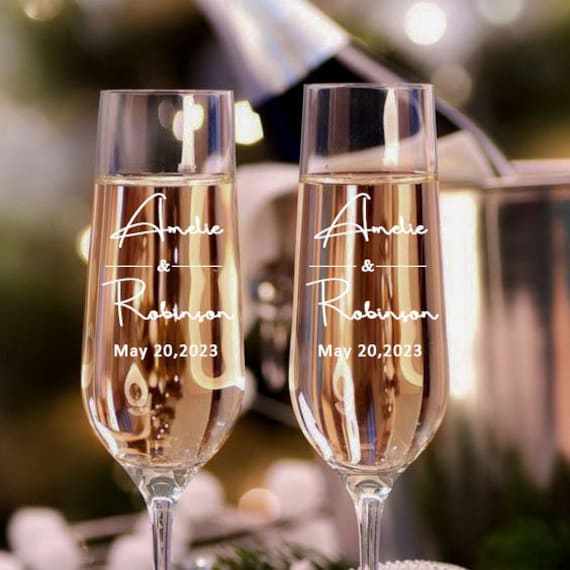White Champagne Wedding Toast Glasses Handmade Pearl & Flower Bride And  Groom Flutes, His And Hers Flute - Wedding Gift