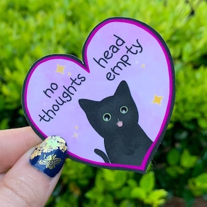 Sticker chat noir coeur vide No Thoughts