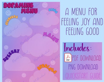 Dopamenu | Dopamine Menu | Activity Ideas | ADHD, Mental health | Instant Download PNG, PDF | Printable template