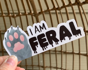 I Am Feral Murder Mittens Toe Beans Cat Paw Vinyl Decal Sticker