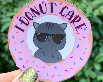 I Donut Care Cool Cat Vinyl Decal Sticker