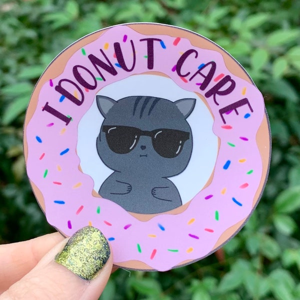 I Donut Care Cool Cat Vinyl Decal Sticker