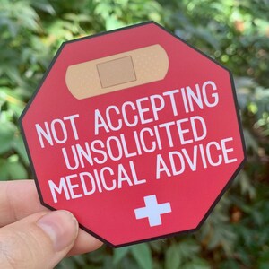 Geen ongevraagd medisch advies accepteren | Stopbord | Vinylsticker chronische ziekte