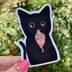 Void Kitty comiendo helado gato negro vinilo calcomanía pegatina