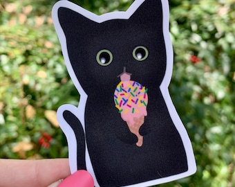 Void Kitty Eating Ice Cream Black Cat Vinyl Decal Sticker