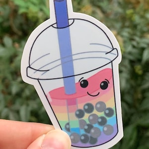Calcomanía de vinilo con el orgullo de beber té de burbujas Boba LGBTQIA+