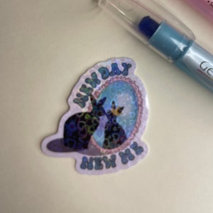 New Day New Me Bunny Holographic Sticker