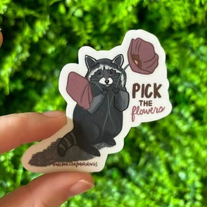 Sticker : cueillir des fleurs de raton laveur