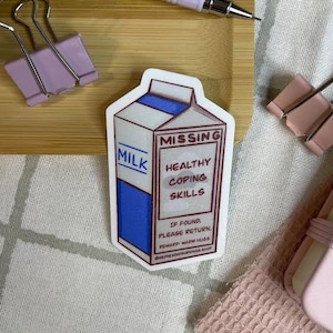 Missing Healthy Coping Skills Milk Carton Sticker