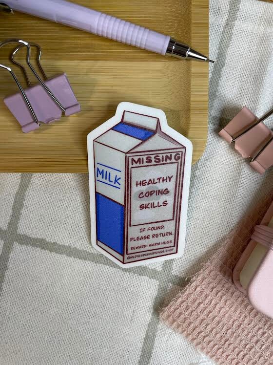 Missing Healthy Coping Skills Milk Carton Sticker