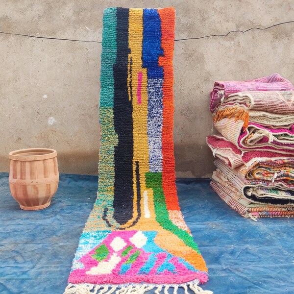 Colorful Runner Unique Amazinge , Colorful Runner Rug, Geometric Rug, Handmade Rug, Handwoven Rug, Berber Area Rug, Bohemian Rug, Funky Rug.