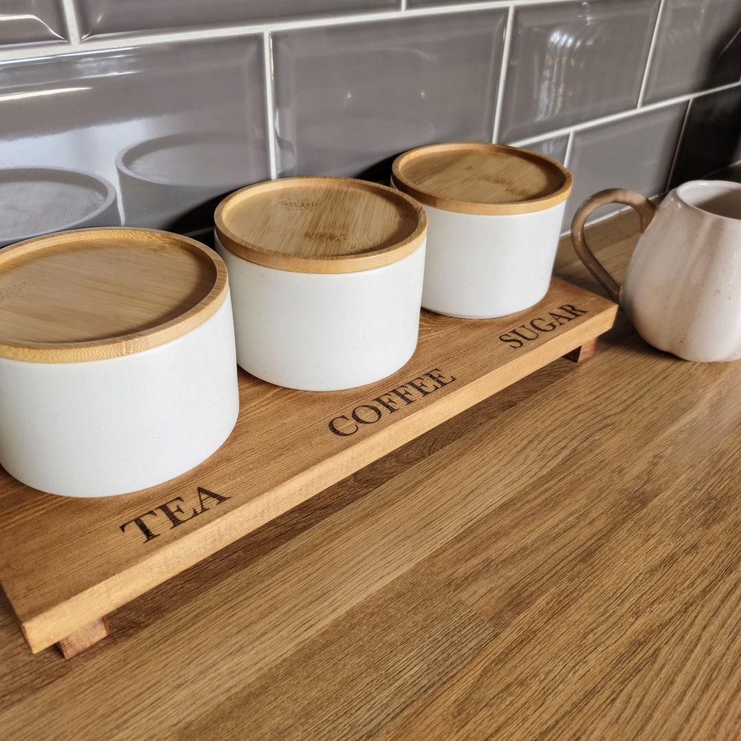 Tea Coffee and Sugar Station ,table Riser to Display Kitchen Cannisters ...