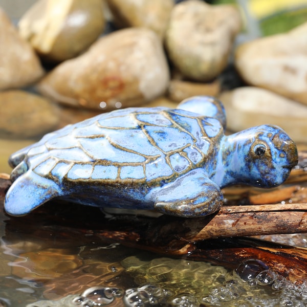 Gartenkeramik, Schwimmtier, Schwimmschildkröte, Gartenteich, Schildkröte, Wassertier, Zierkeramik, Tontier,