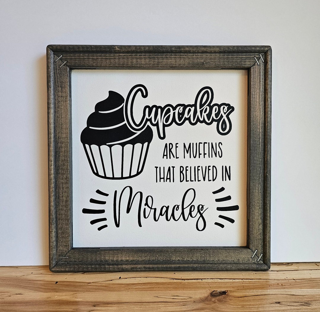 Cupcake Baking Sign, Kitchen Decor, Reverse Canvas, Farmhouse Decor ...