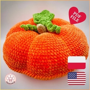 Chunky PUMPKIN pillow crochet pattern / Soft Big Pumpkin Pattern Pillow Throw / Fall HALLOWEEN Crochet Pattern