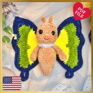 Butterfly Amigurumi DIY Crochet Pattern – PDF Plush Toy Tutorial – Soft Yarn Butterfly Pattern – Cute Crochet Animal