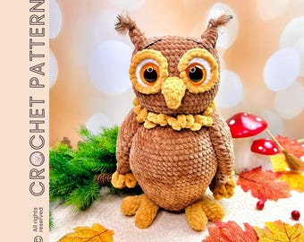 OWL crochet PDF PATTERN by Myszkotki | easy amigurumi tutorial