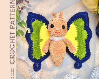 Butterfly Crochet Pattern, Easy Butterfly DIY Plush Toy Tutorial (PDF)