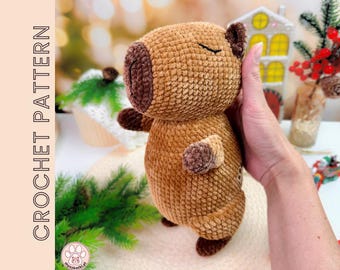 CAPYBARA Häkelanleitung, Weihnachts-Capybara mit Zubehör, Anleitung für ein Plüschtier