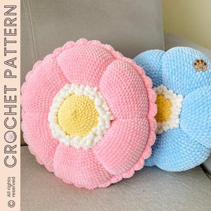 Flower Pillow Crochet Pattern, DIY Cushion (PDF Pattern)