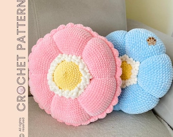 Flower Pillow Crochet Pattern, DIY Cushion (PDF Pattern)