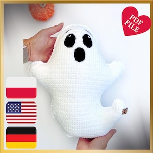 PDF Spooky Boo Pillow Pattern, Crochet Ghost Pillow Pattern, Geisterkissen by Myszkotki | ENG, GER