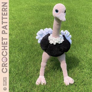 Ostrich Crochet Pattern, Amigurumi 25"Big Bird Tutorial by Myszkotki, Oscar the ostrich