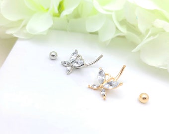 Butterfly  Belly Piercing .  Silver Belly piercing.  Gold Butterfly Belly Piercing. Silver Cubic Zirconia Butterfly Belly Piercing.