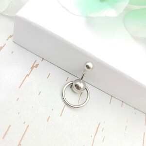 14G O Ring  Stainless Steel Belly ring.6mm, 10mm Bar  O Dangle Belly ring. Body Ring. Body Jewelry.