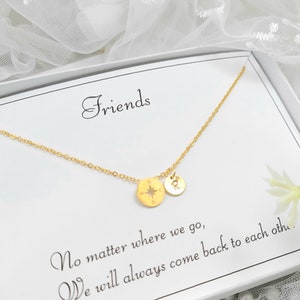 Friendship Necklace. Tiny  Compass Necklace. Best Friends Gift. Long Trip Necklace.  Graduation Necklace. Graduation Gift.