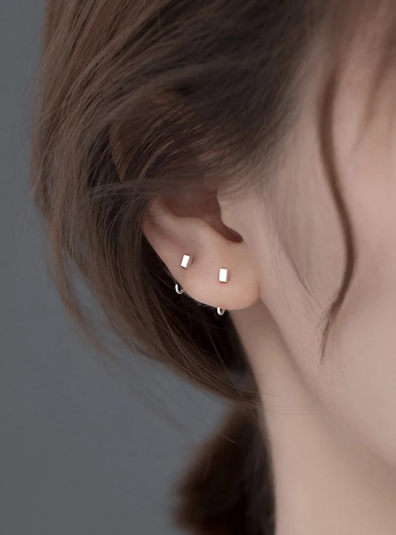 Dainty hugging hoop earrings sale