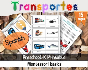 Transportes, Modos de transporte- Imprimible en español- Forms of transportation, homeschool activities in Spanish