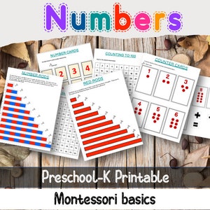 Afdrukbare cijfers - kleuterschool en daarbuiten, basis Montessori-nummers