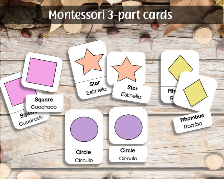 3X Bilingual Shapes Poster| Bilingual Shapes Flashcards L Montessori ...