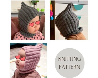Baby Pixie Balaclava, Elf Gnome Hat Hooded Scarf Knitting Pattern Newborn Hat Toddler Baby