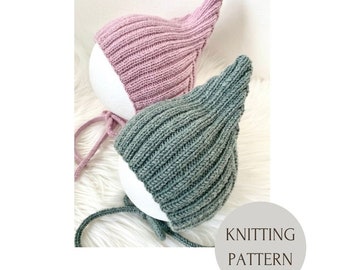 Pixie Baby Hat, Knitting Pattern, Retro Hat, Elf Hat, Newborn Hat, PDF